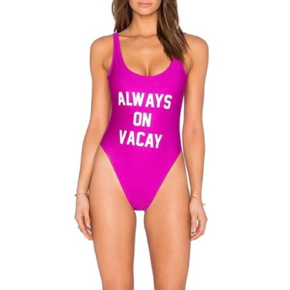 Pink 'Always On Vacay' one piece Swimsuit Low back